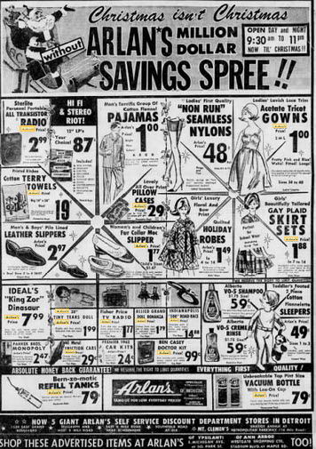 Arlans - 1962 Newspaper Ad (newer photo)